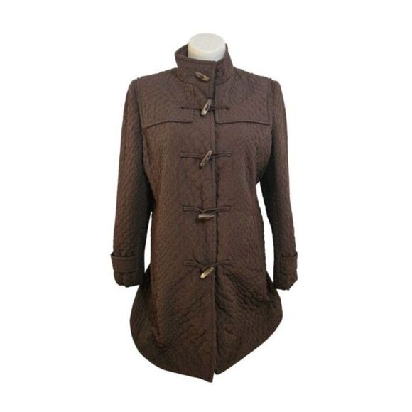 Talbots Vintage Quilted Jacket Women XL Brown Zip Front Pockets Warm Fall Winter - Picture 1 of 8
